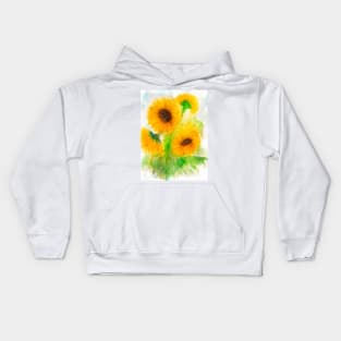 Floral bouquet Sunflowers watercolor Kids Hoodie